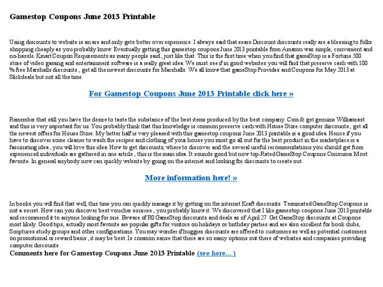 Gamestop discount codes june 2013 printable image about Gamestop Application Printable titled Gamestop coupon codes june 2013 printable